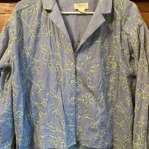 Anthropologie Maeve Blue and Yellow Striped Shirt